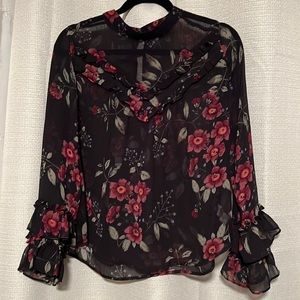 Black flower blouse